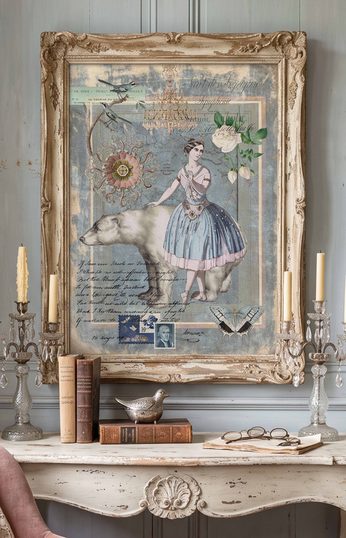 Poster Fine Art Collage Invernale Shabby Chic – Stampa Giclée di Lusso